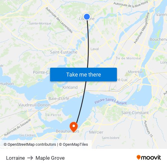 Lorraine to Maple Grove map