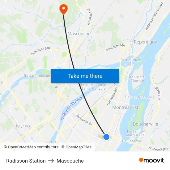 Radisson Station to Mascouche map