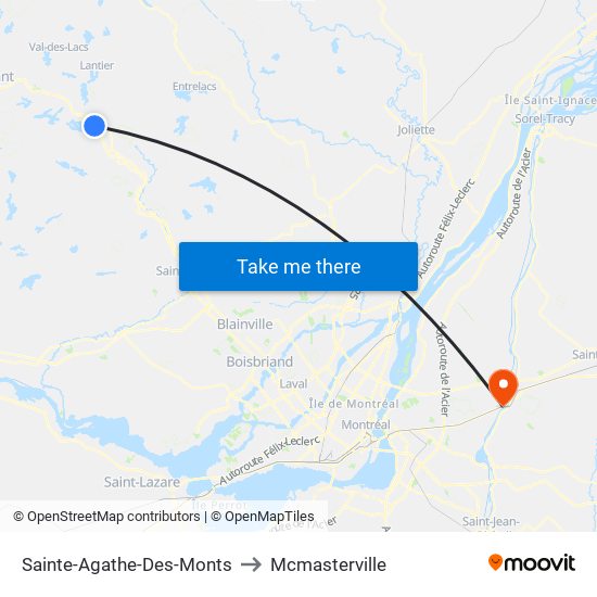 Sainte-Agathe-Des-Monts to Mcmasterville map