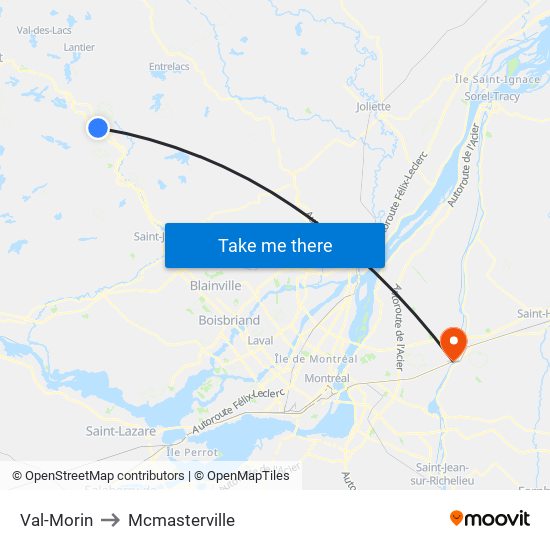 Val-Morin to Mcmasterville map