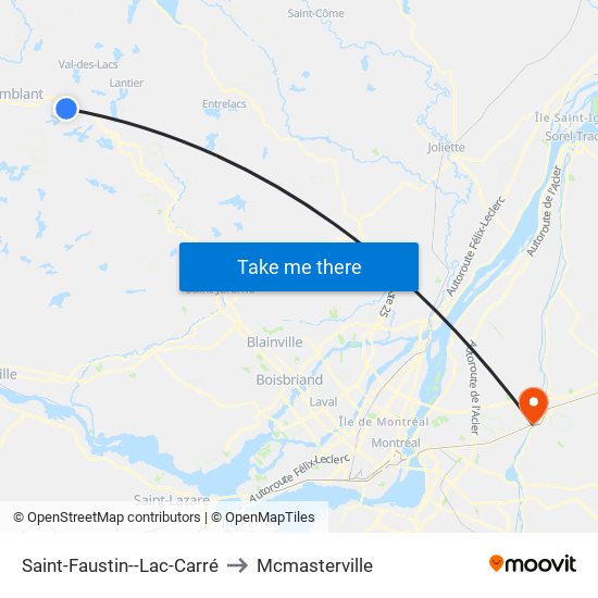 Saint-Faustin--Lac-Carré to Mcmasterville map