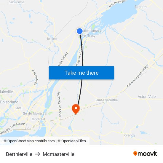 Berthierville to Mcmasterville map