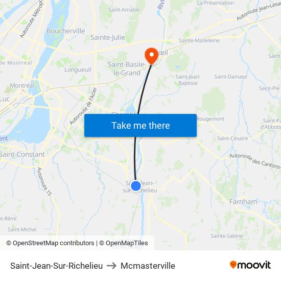 Saint-Jean-Sur-Richelieu to Mcmasterville map