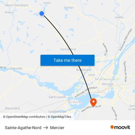 Sainte-Agathe-Nord to Mercier map