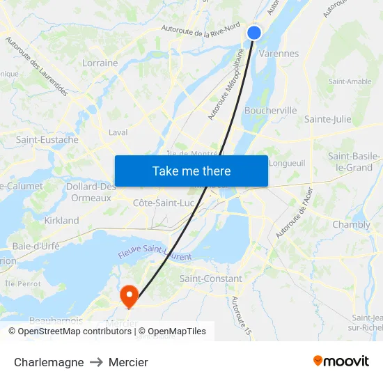 Charlemagne to Mercier map