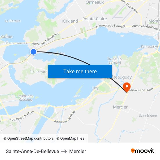 Sainte-Anne-De-Bellevue to Mercier map