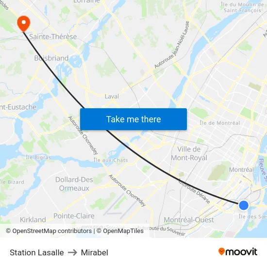Station Lasalle to Mirabel map