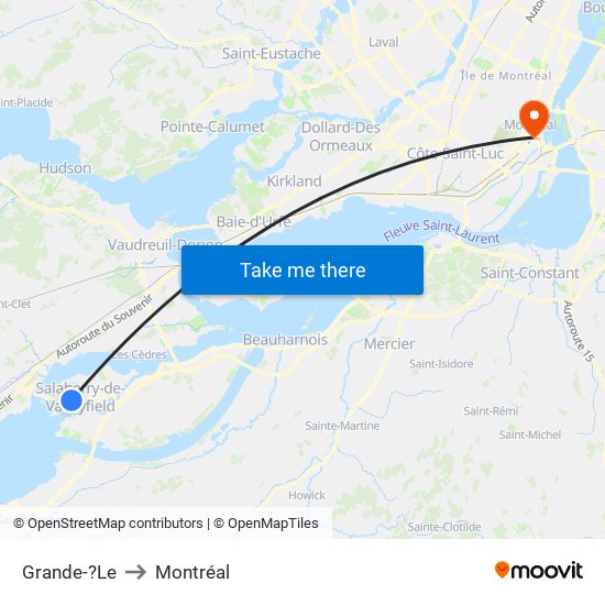 Grande-?Le to Montréal map