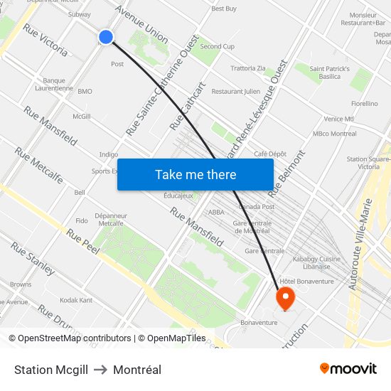 Station Mcgill to Montréal map