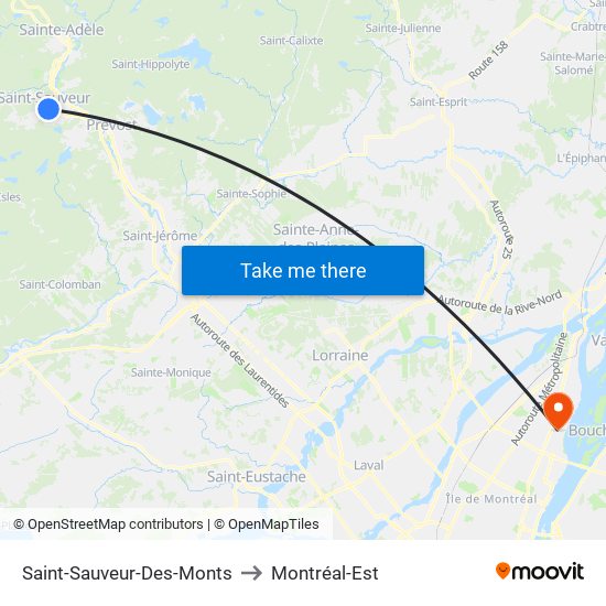 Saint-Sauveur-Des-Monts to Montréal-Est map