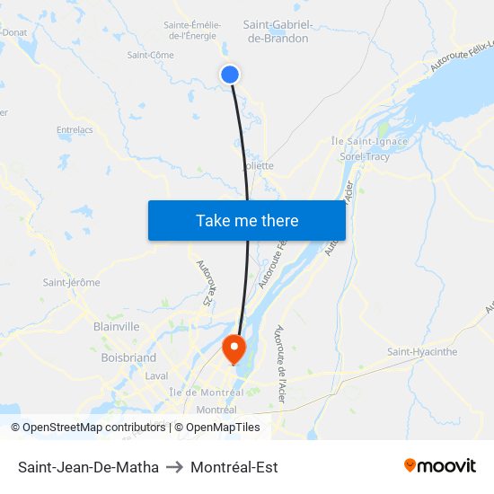 Saint-Jean-De-Matha to Montréal-Est map