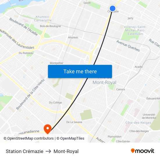 Station Crémazie to Mont-Royal map