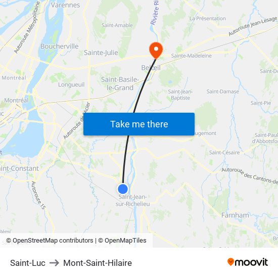 Saint-Luc to Mont-Saint-Hilaire map