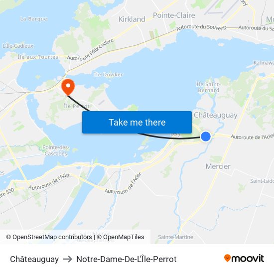 Châteauguay to Notre-Dame-De-L'Île-Perrot map