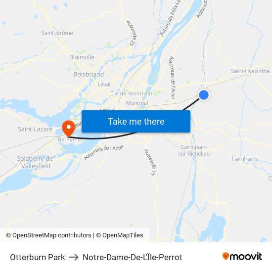 Otterburn Park to Notre-Dame-De-L'Île-Perrot map
