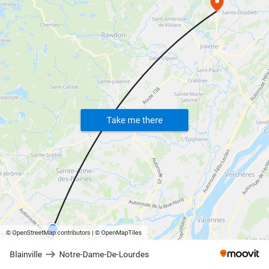 Blainville to Notre-Dame-De-Lourdes map