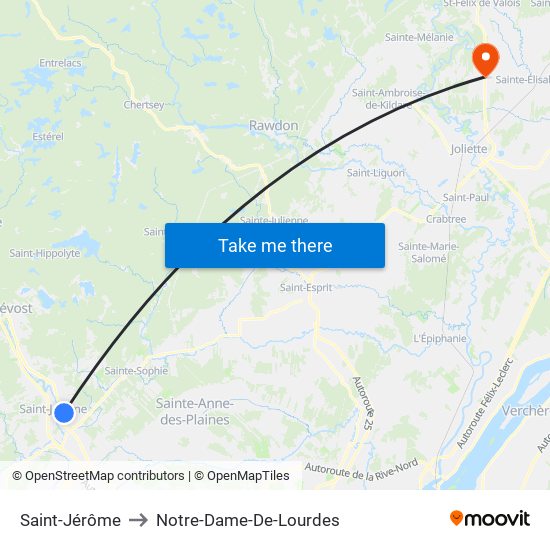 Saint-Jérôme to Notre-Dame-De-Lourdes map