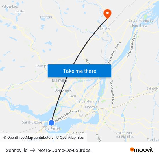 Senneville to Notre-Dame-De-Lourdes map