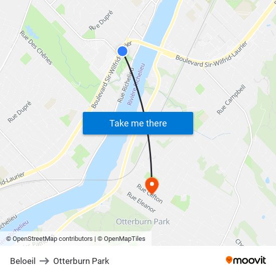 Beloeil to Otterburn Park map