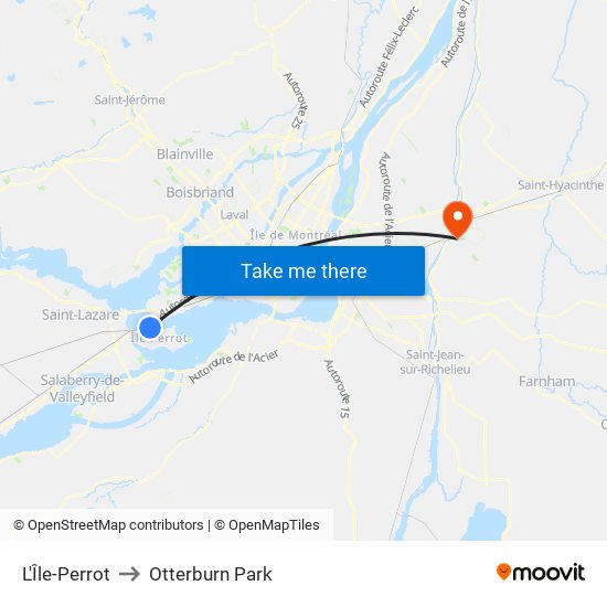 L'Île-Perrot to Otterburn Park map