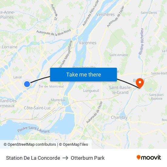 Station De La Concorde to Otterburn Park map