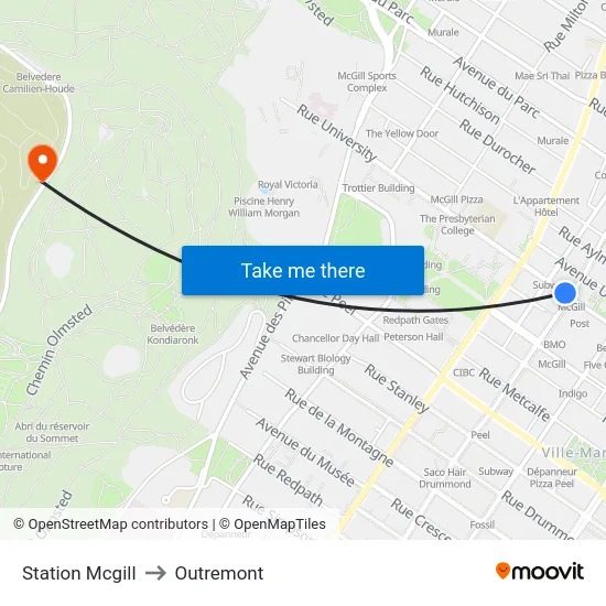 Station Mcgill to Outremont map