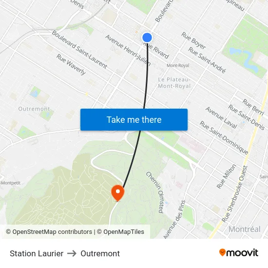 Station Laurier to Outremont map