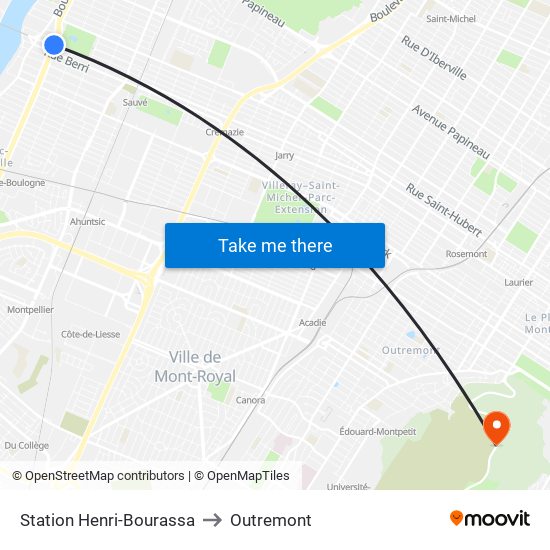Station Henri-Bourassa to Outremont map