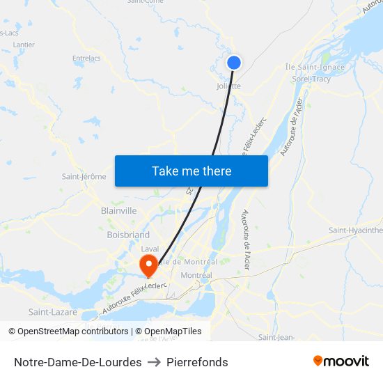 Notre-Dame-De-Lourdes to Pierrefonds map