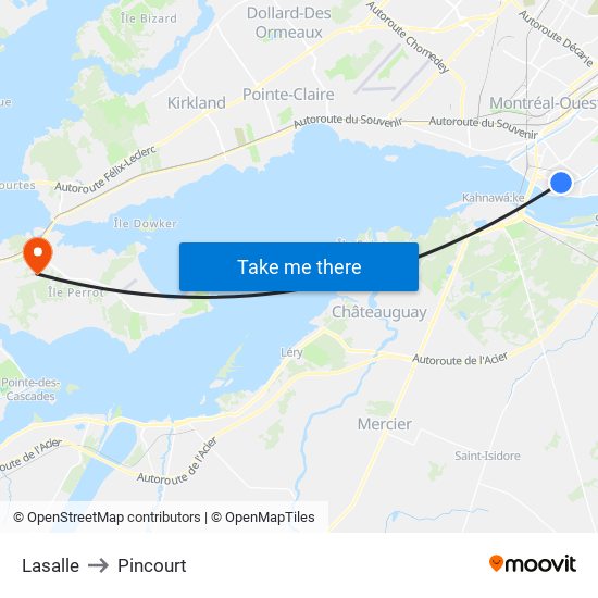 Lasalle to Pincourt map