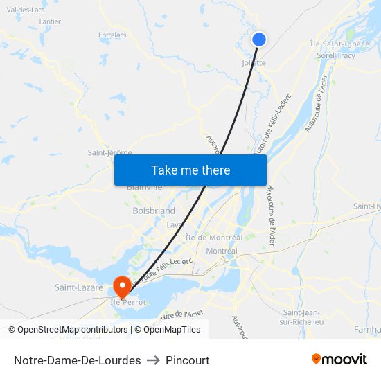 Notre-Dame-De-Lourdes to Pincourt map