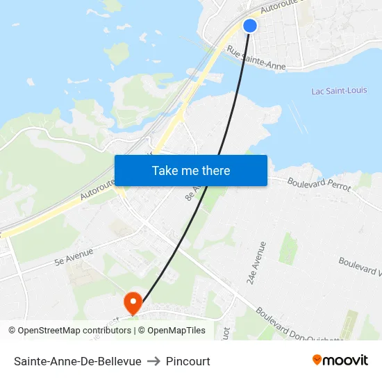 Sainte-Anne-De-Bellevue to Pincourt map