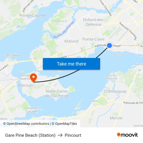 Gare Pine Beach (Station) to Pincourt map