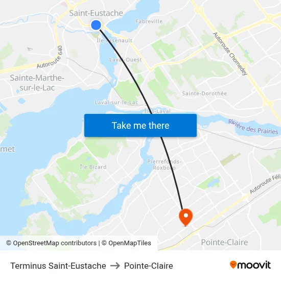 Terminus Saint-Eustache to Pointe-Claire map