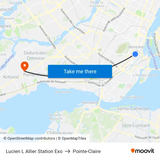 Lucien L Allier Station Exo to Pointe-Claire map