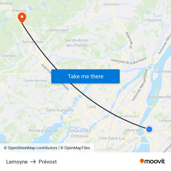 Lemoyne to Prévost map