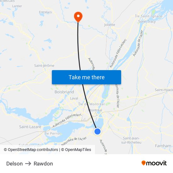 Delson to Rawdon map