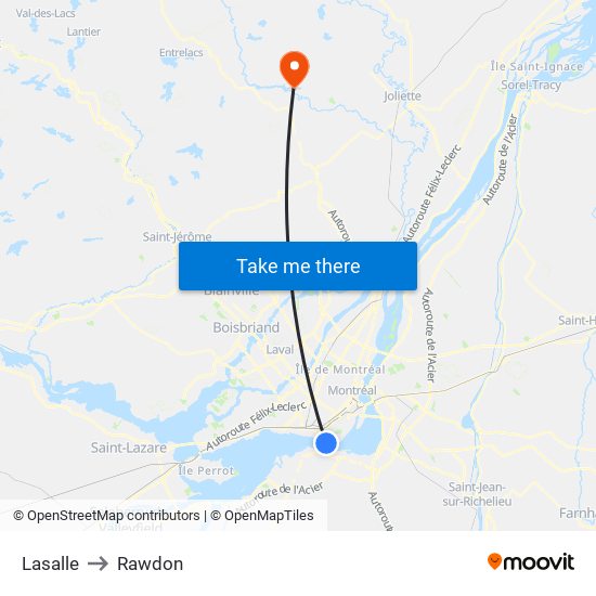 Lasalle to Rawdon map