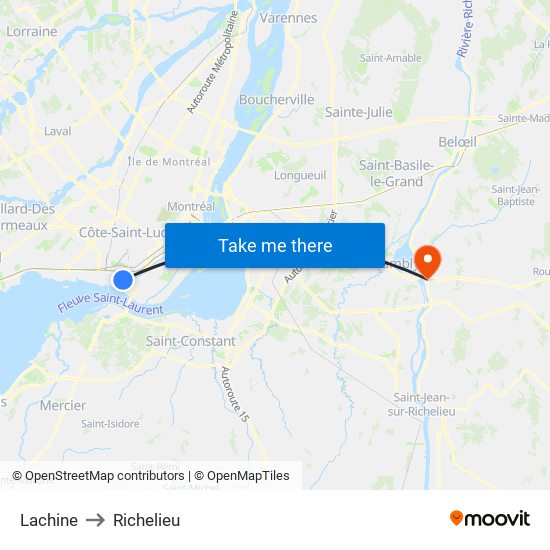 Lachine to Richelieu map