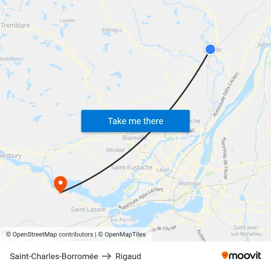 Saint-Charles-Borromée to Rigaud map