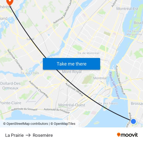 La Prairie to Rosemère map