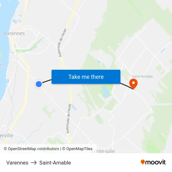 Varennes to Saint-Amable map