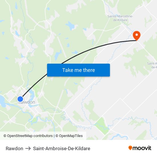 Rawdon to Saint-Ambroise-De-Kildare map