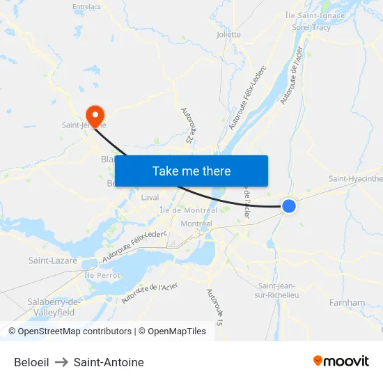 Beloeil to Saint-Antoine map