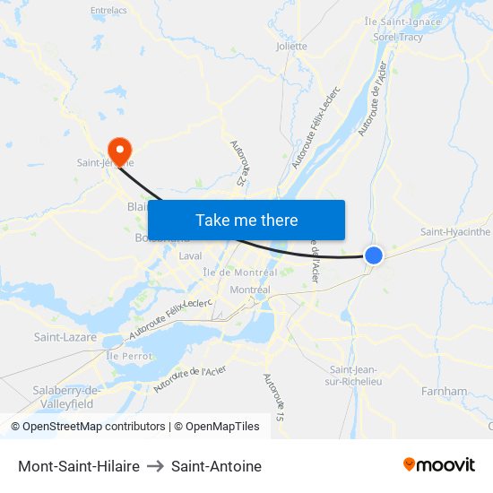 Mont-Saint-Hilaire to Saint-Antoine map