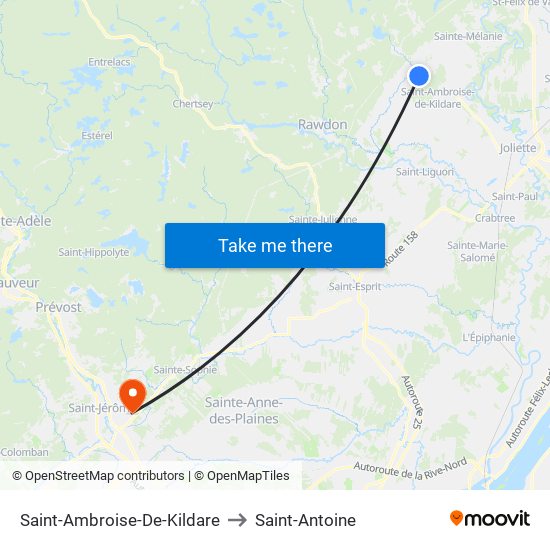 Saint-Ambroise-De-Kildare to Saint-Antoine map