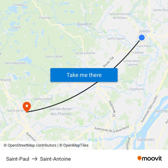 Saint-Paul to Saint-Antoine map