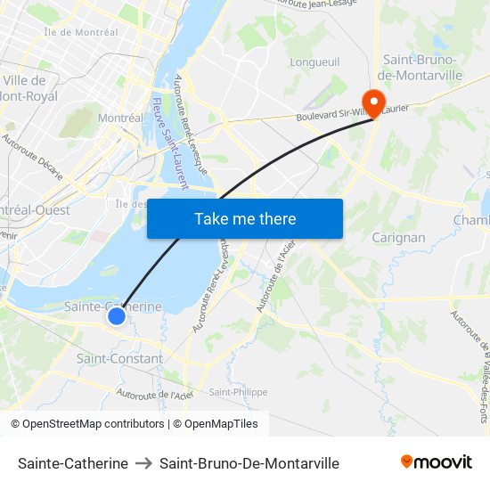 Sainte-Catherine to Saint-Bruno-De-Montarville map