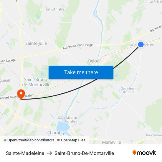 Sainte-Madeleine to Saint-Bruno-De-Montarville map