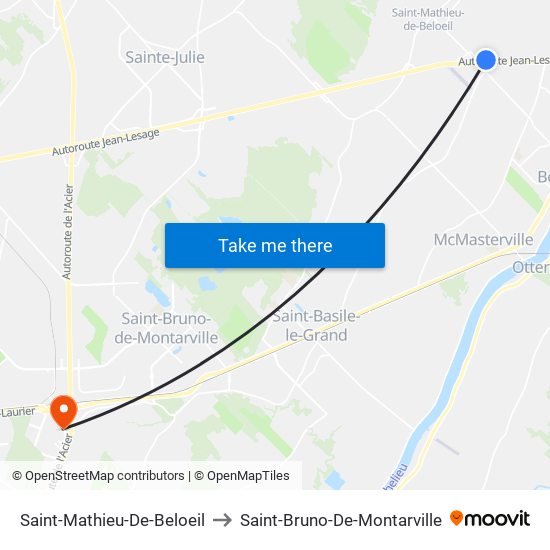 Saint-Mathieu-De-Beloeil to Saint-Bruno-De-Montarville map